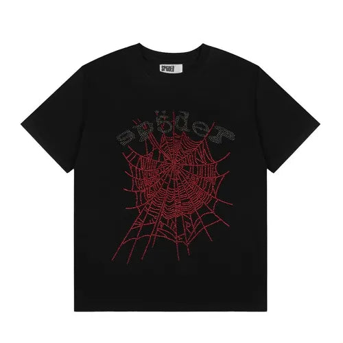 Spider web Rhinestone black Tshirt