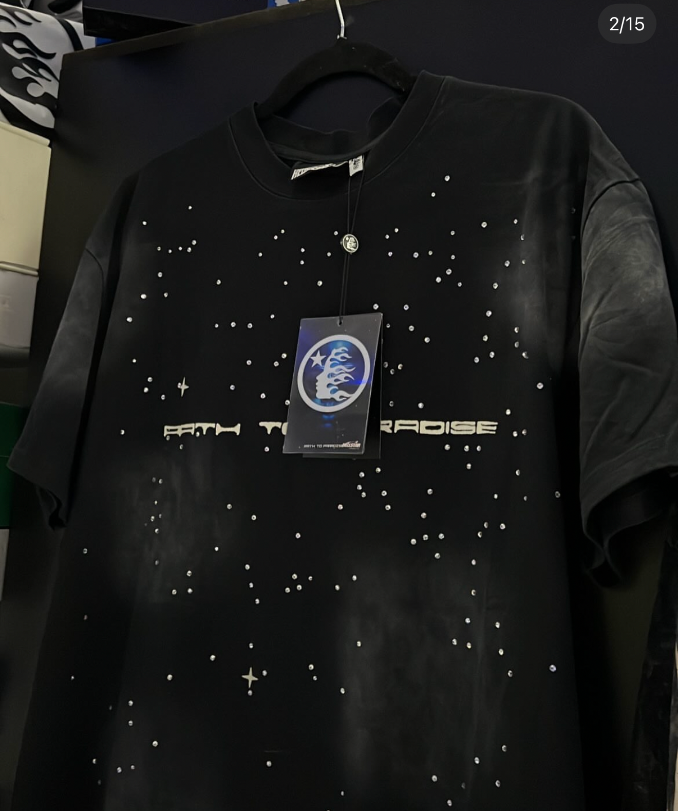 HELLSTAR PATH TO PARADISE RHINESTONE BLACK TEE