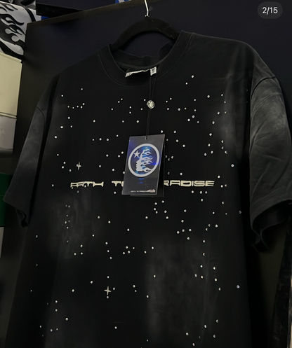 HELLSTAR PATH TO PARADISE RHINESTONE BLACK TEE