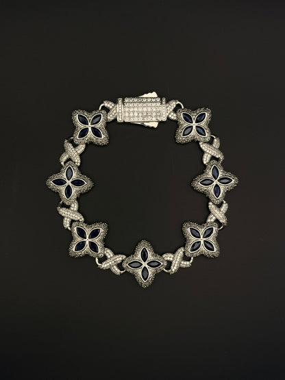 Blue Floral Tennis Bracelet
