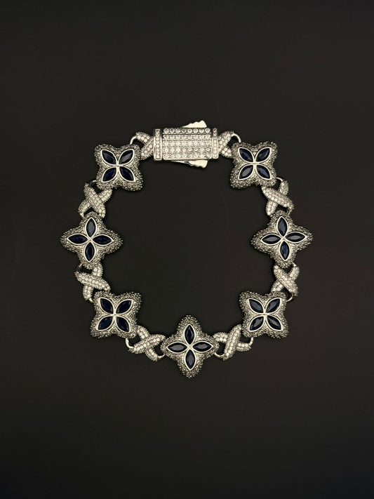Blue Floral Tennis Bracelet