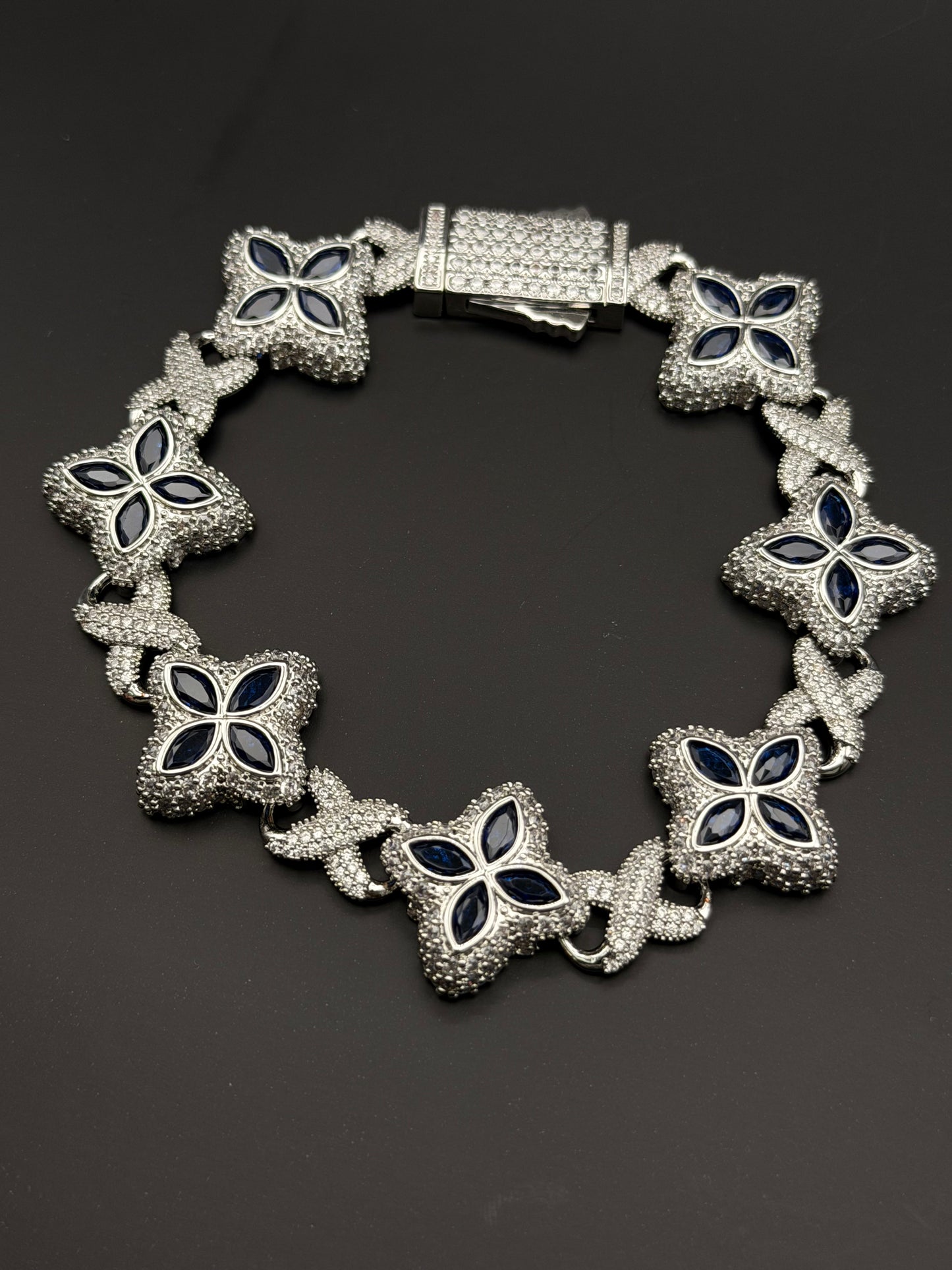 Blue Floral Tennis Bracelet