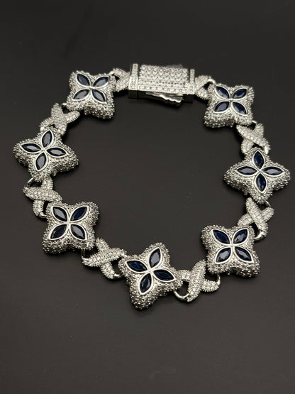 Blue Floral Tennis Bracelet