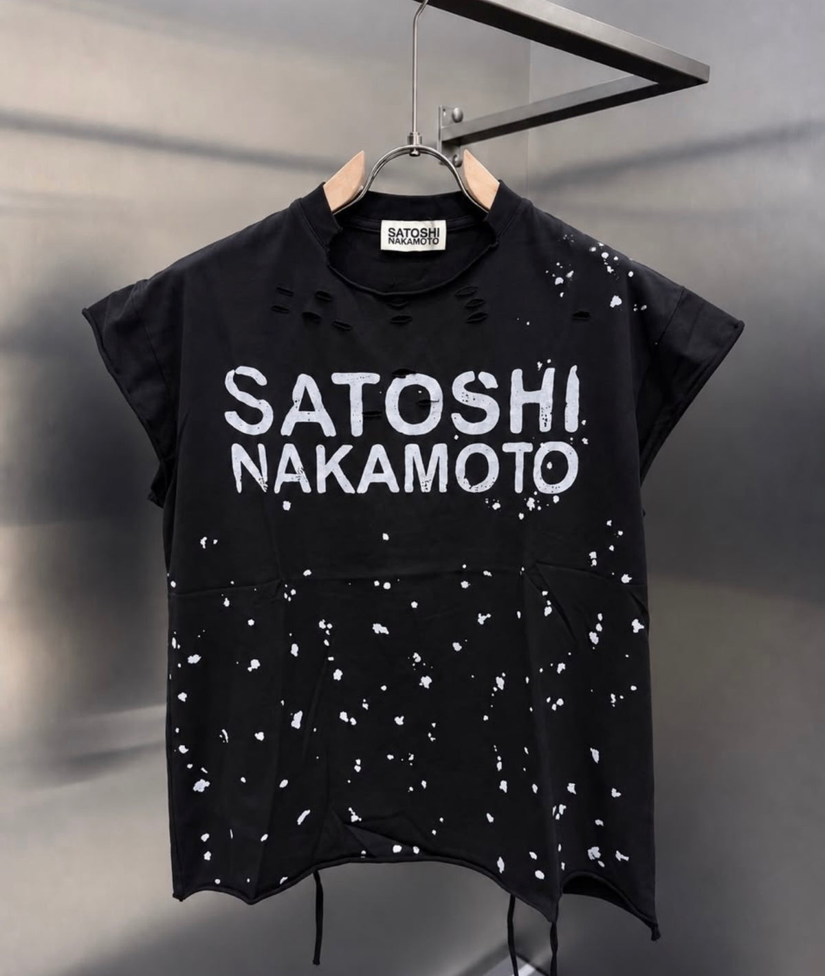 Satoshi Nakamoto distressed Black Tshirt