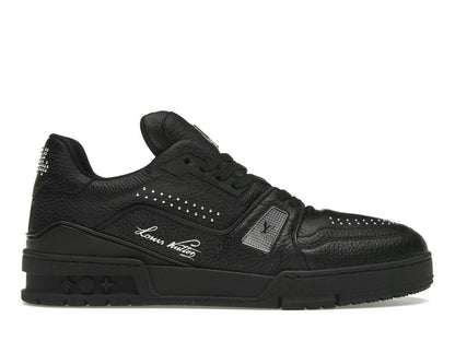 LOUIS VUITTON || LV Trainer Low-Top Sneakers – Black Pebbled Leather with Silver Accents