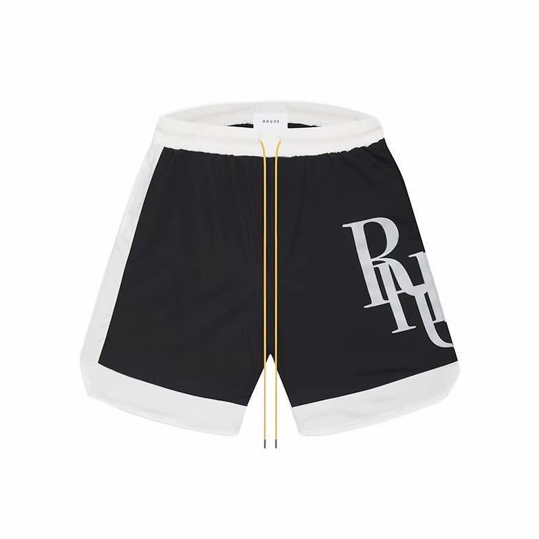RHUDE SIDE LOGO SHORTS IN BLACK