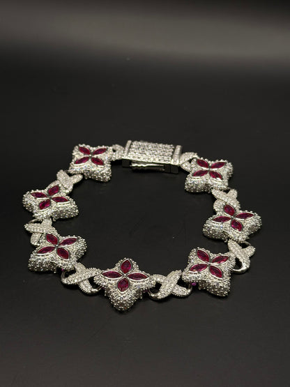 Red Floral Tennis Bracelet