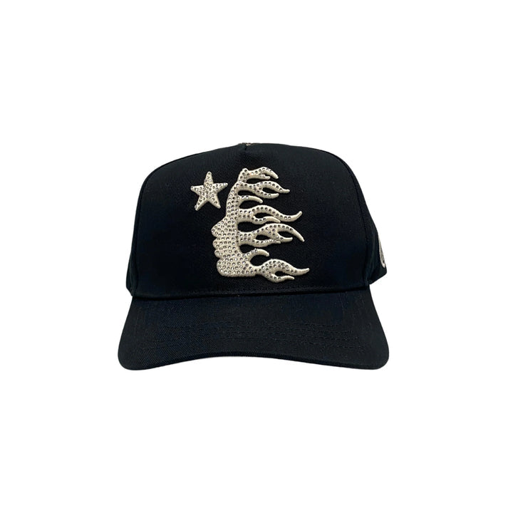 Hellstar Logo Rhinestone Snapback Hat Black