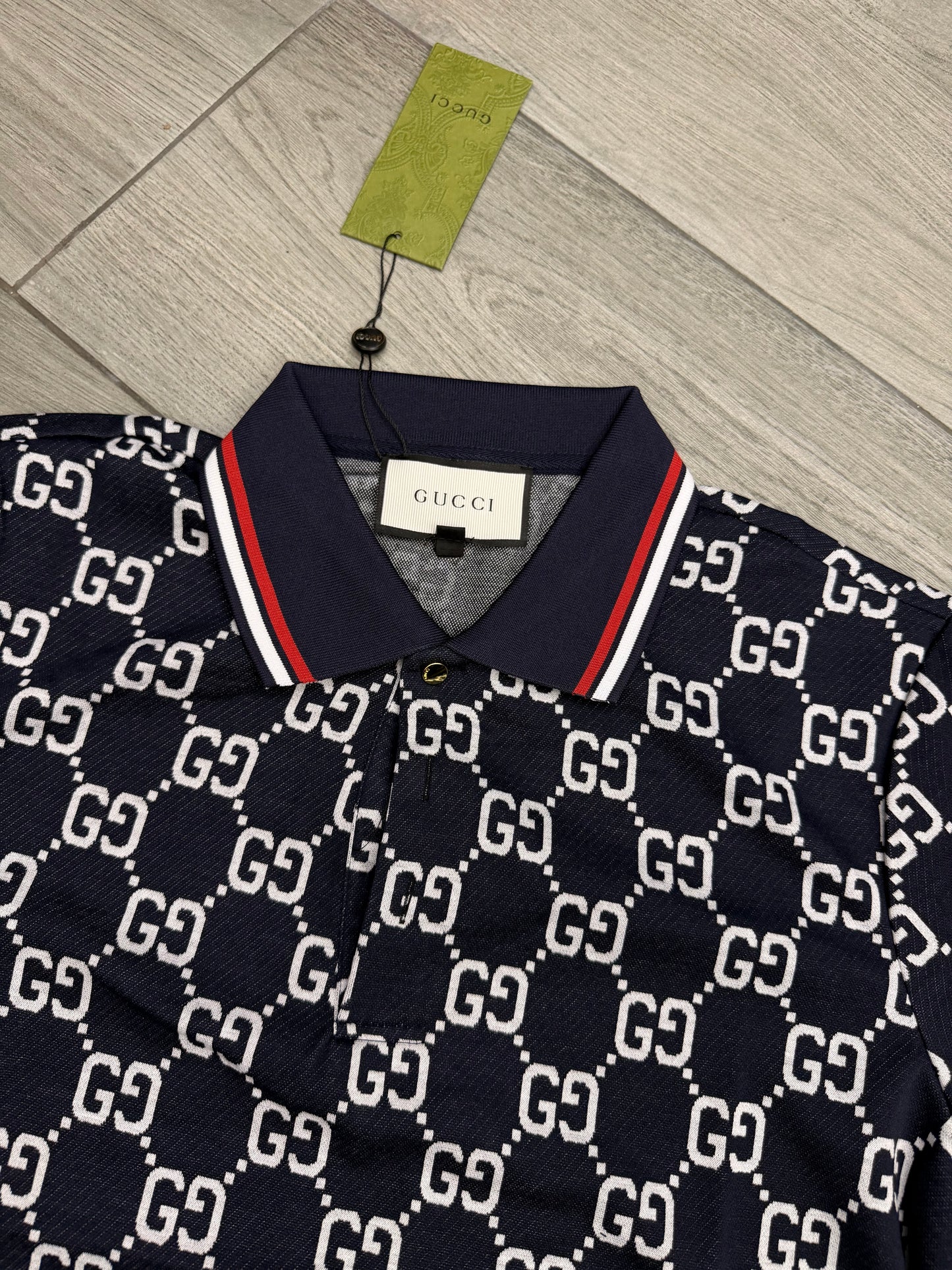 Gucci Men's GG Jacquard Cotton Piquet Polo Shirt