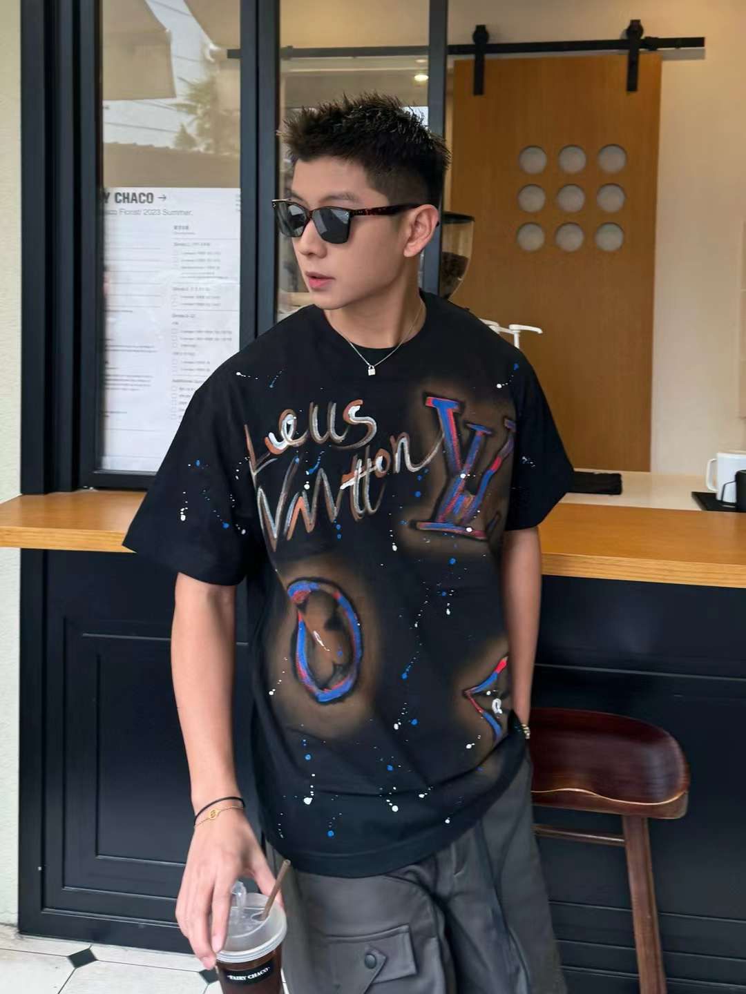 Louis vuitton print black Tshirt