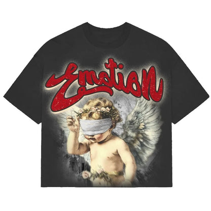 MIXED EMOTION CROPPED BLINDED ANGEL TEE BLACK