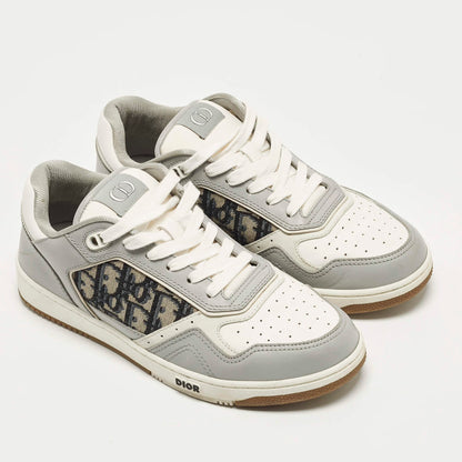Dior B27 Uptown Size 39 Grey/White Oblique Canvas and Leather Low Top Sneakers