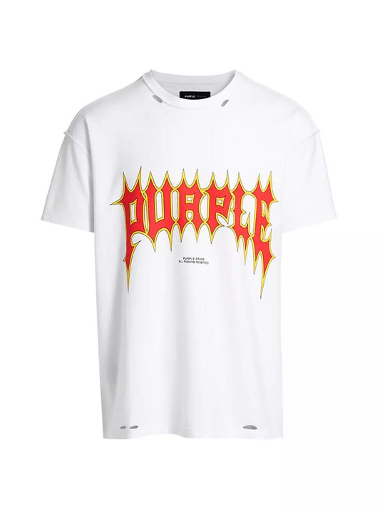 PURPLE TEE FLAMES WHITE