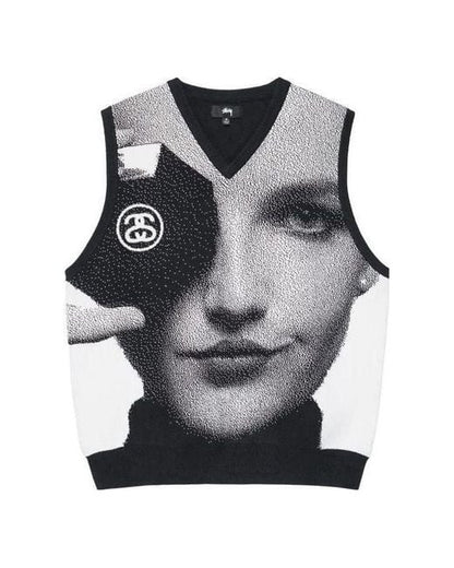 STUSSY Men's Black Photo Jacquard Vest