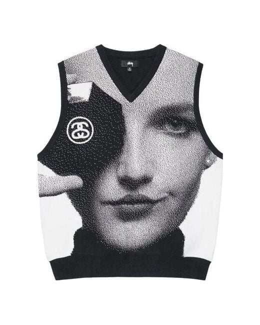 STUSSY Men's Black Photo Jacquard Vest