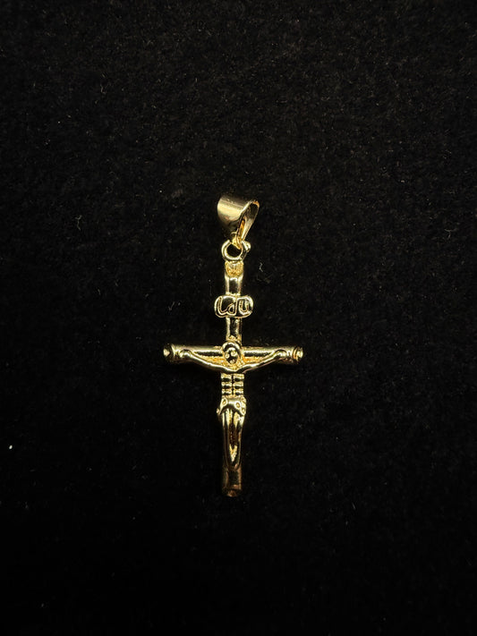 Crucifijo Escultura Clásica Oro laminado 14K