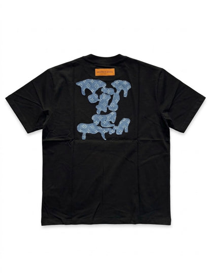 Louis Vuitton Denim Embroidered Black Tshirt