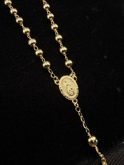 Rosario Virgen de Guadalupe Oro Laminado 14K
