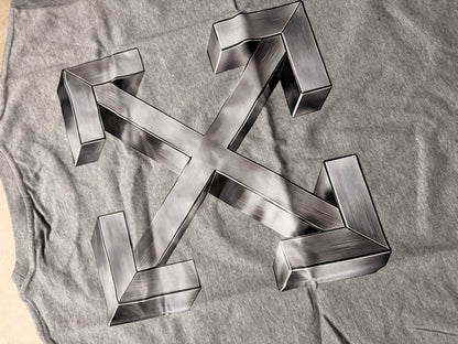 Off white METALLIC Letters Grey Tshirt