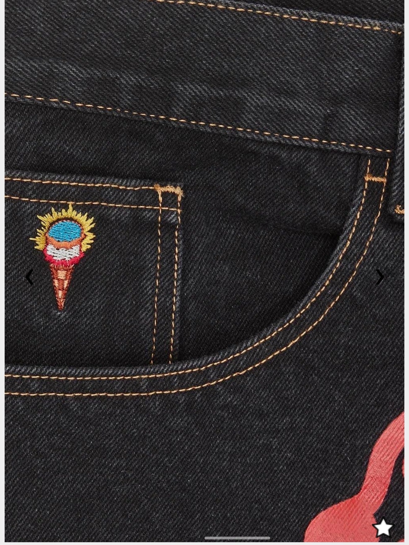 ICECREAM Running Dog Double Scoop Jeans Black