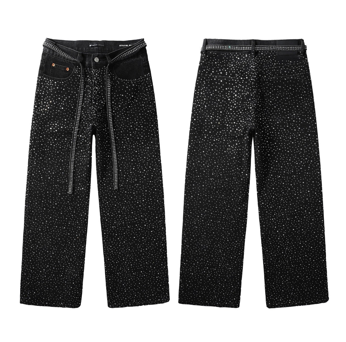 PURPLE RHINESTONE BLACK JEANS PU9128