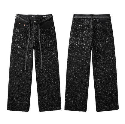 PURPLE RHINESTONE BLACK JEANS PU9128