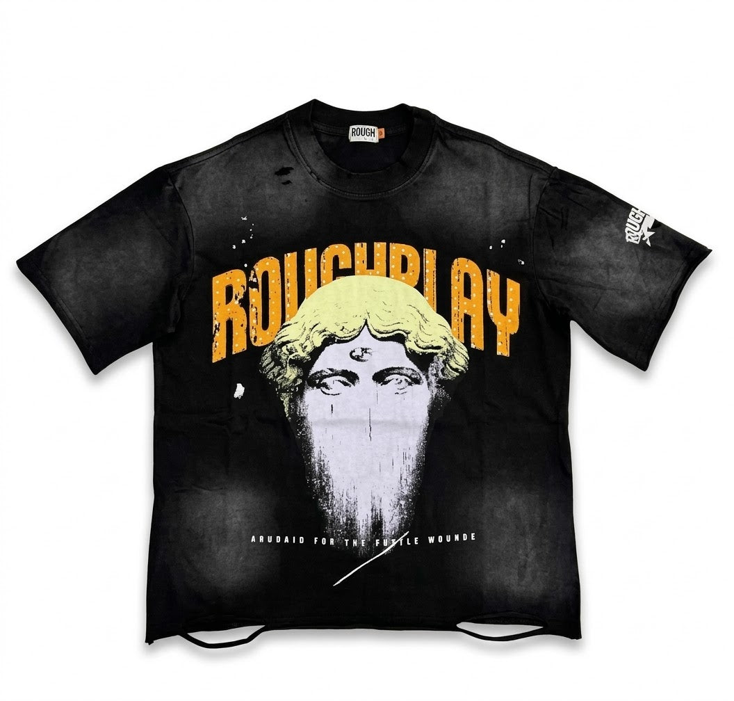 Rough Play Big White Face Black Tshirt