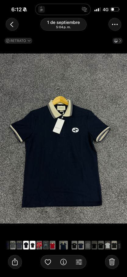 Gucci GG Polo Tshirt Blue big logo