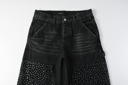 Purple Black Rhinestone Jeans PU6011