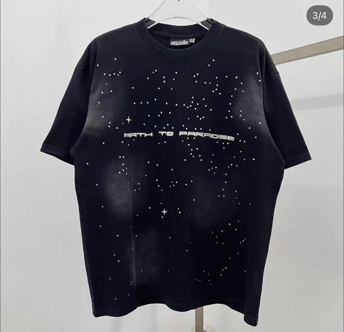 HELLSTAR PATH TO PARADISE RHINESTONE BLACK TEE