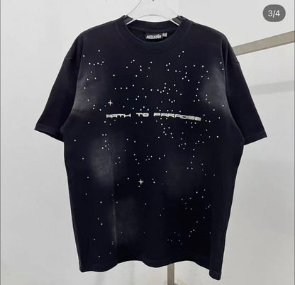 HELLSTAR PATH TO PARADISE RHINESTONE BLACK TEE