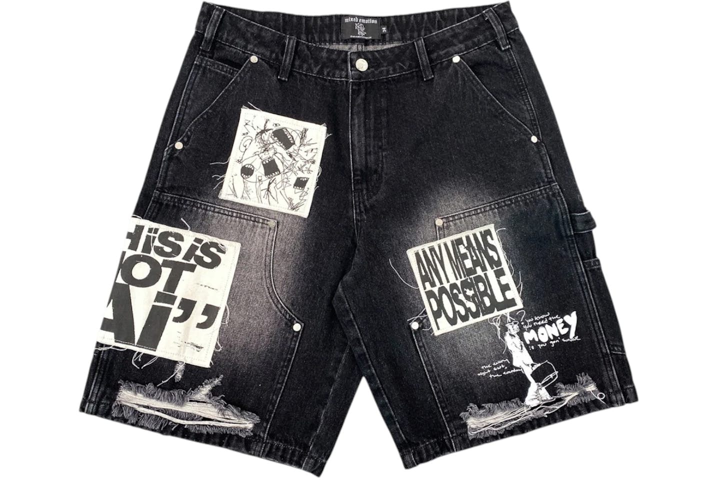 Mixed Emotions AI Denim Shorts Black