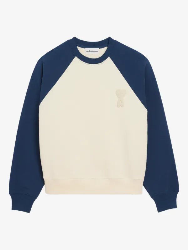 Ami Paris Ami De Coeur two-tone crochet sweater blue