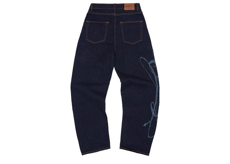 CORTEIZ FRAYED DENIM BAGGY JEANS INDIGO