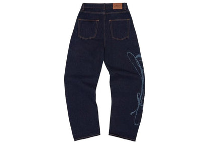 CORTEIZ FRAYED DENIM BAGGY JEANS INDIGO