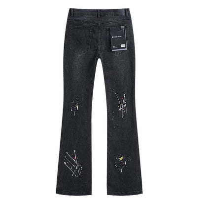 PURPLE FLARED BLACK JEANS PRINT P716