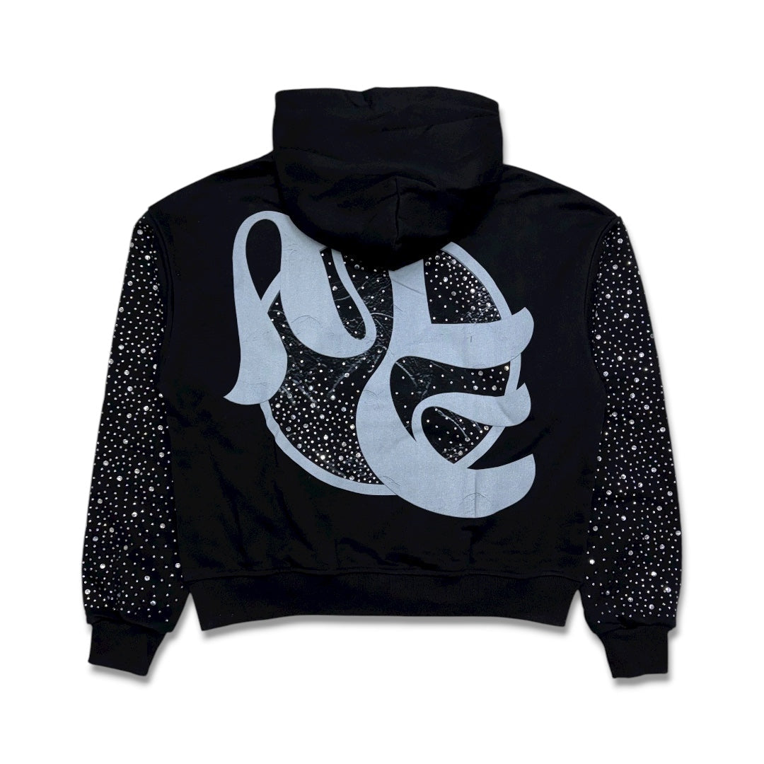 MIXED EMOTION FALLEN ANGELS RHINESTONE HOODIE BLACK