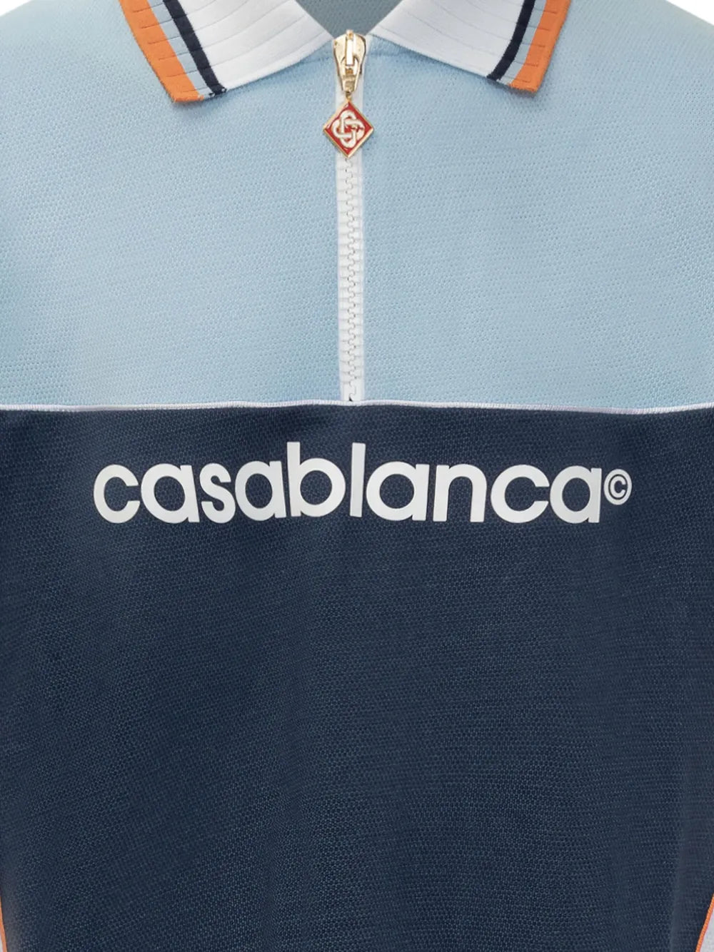 CASA BLANCA Colour-Block Zip-Neck Polo Shirt