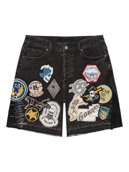 Godspeed Short Black Patchwork Denim V2