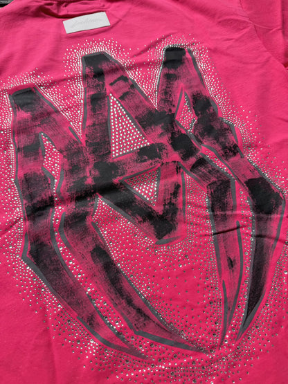 Amiri Rhinestone Metallic Pink Tshirt