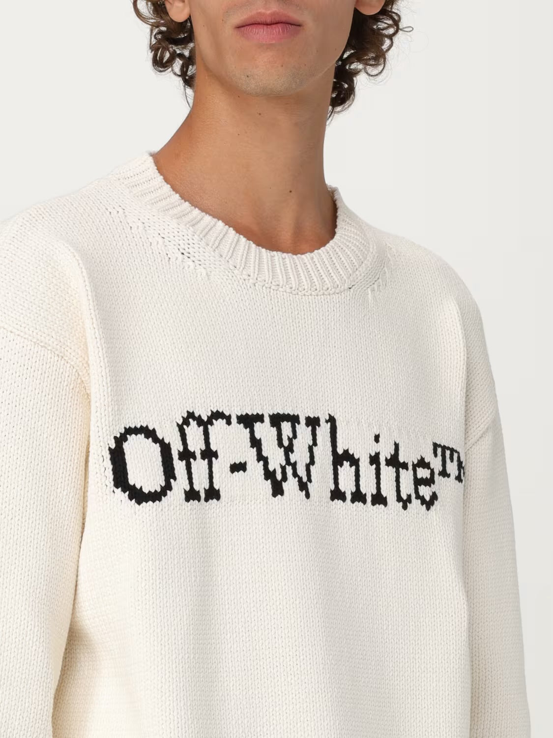 OFF WHITE BIG LOGO JACQUARD SWEATER
