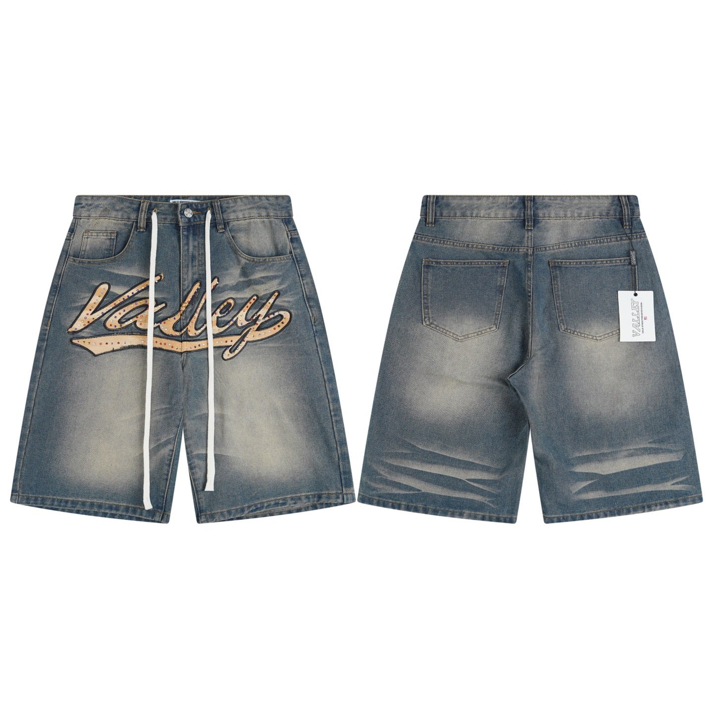 VALLEY VALE FOREVER SKITTLE DENIM JEAN SHORTS BLUE