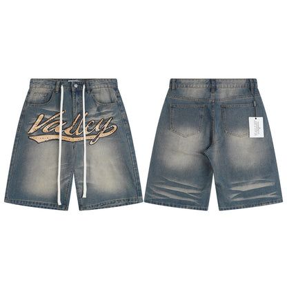 VALLEY VALE FOREVER SKITTLE DENIM JEAN SHORTS BLUE