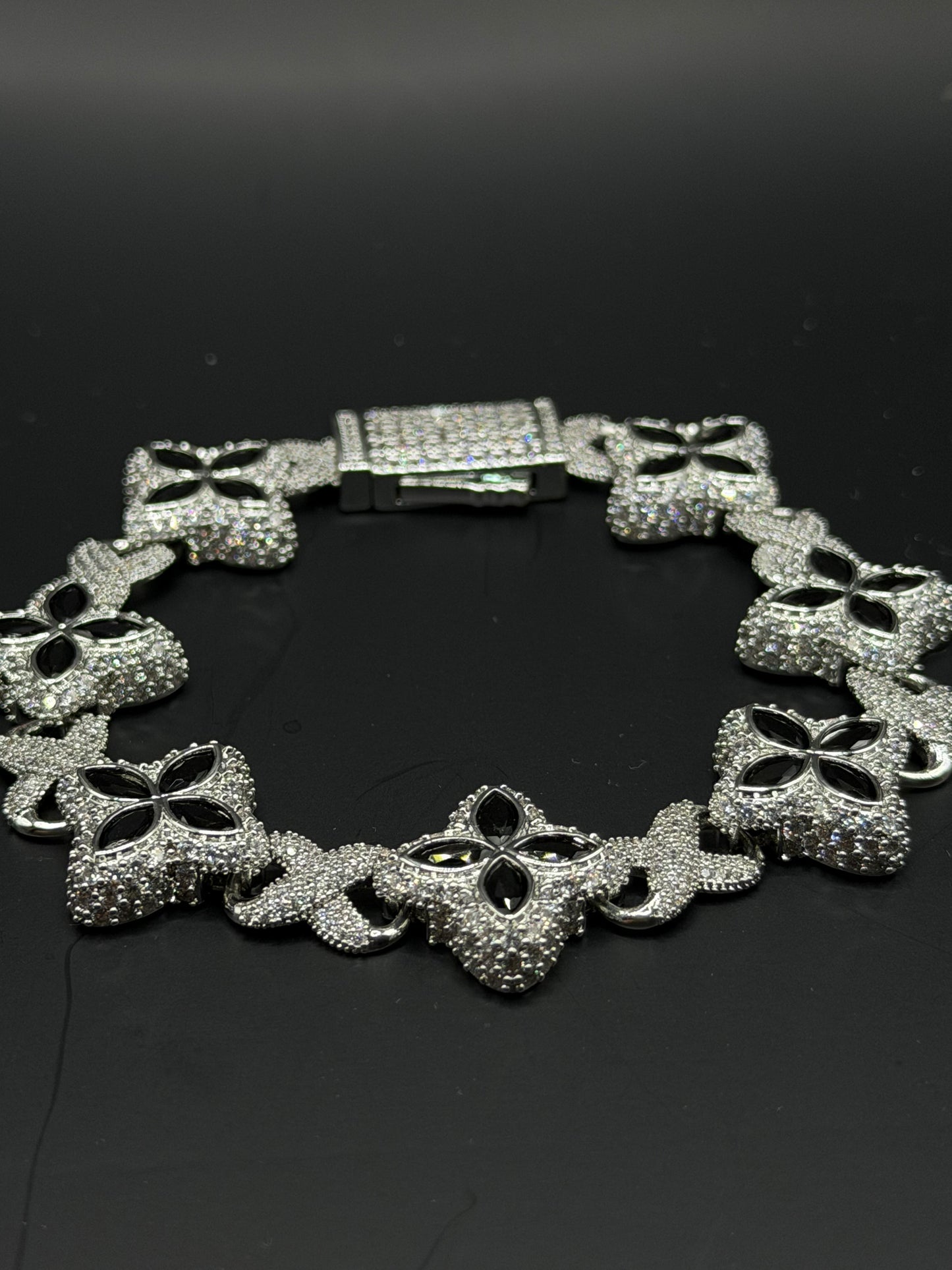 Black Floral Tennis Bracelet