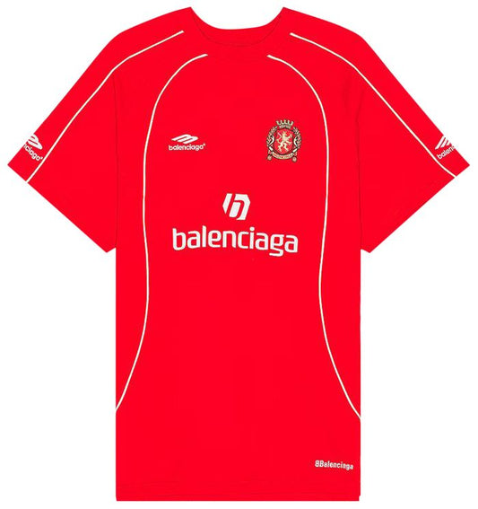 Balenciaga Oversized Soccer T-Shirt 'Sporty Red/White'