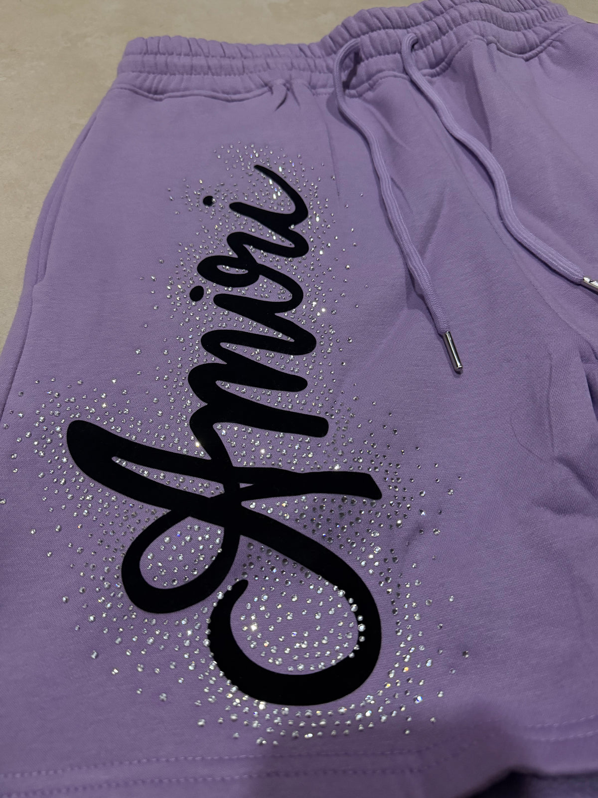 Amiri short Purple Rhinestone