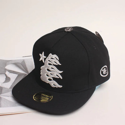 Hellstar Logo Rhinestone Snapback Hat Black