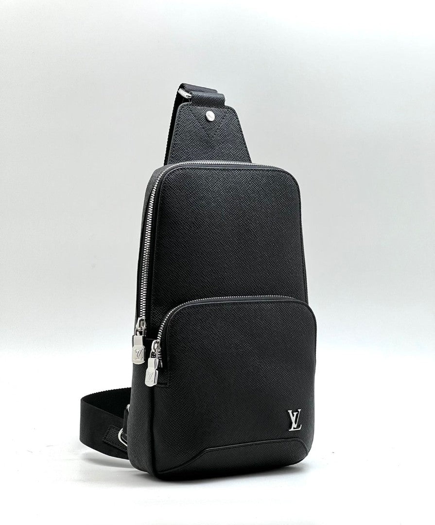 Louis Vuitton Avenue Sling Bag Black Taiga Leather