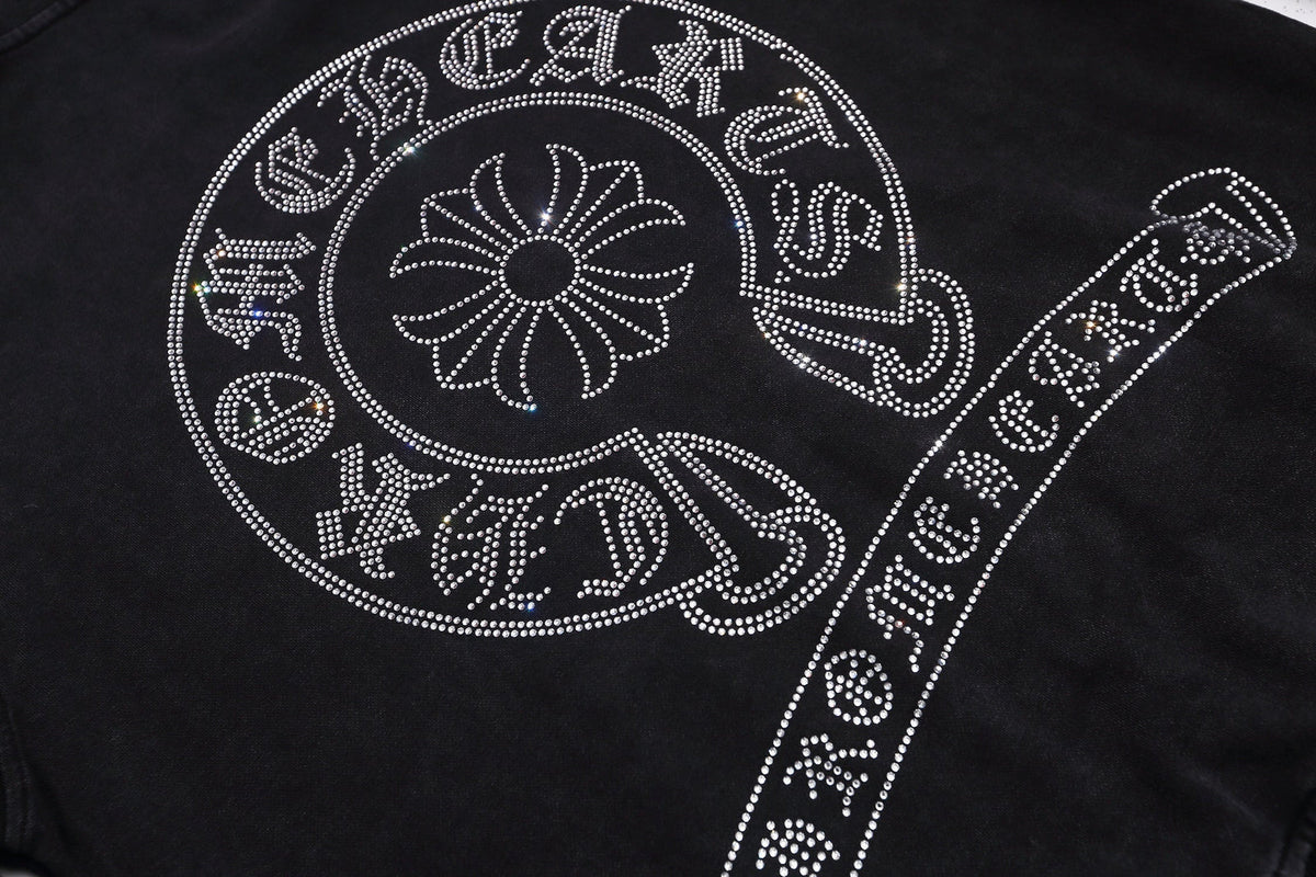 CHROMEHEARTS RHINESTONE BLACK HOODIE