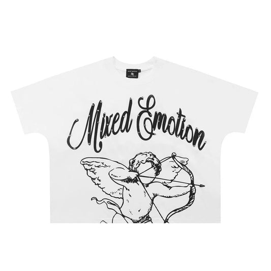 Mixed Emotions Cropped Angel Diamond Tee White